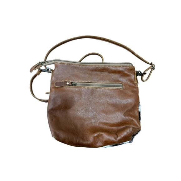 MYRA Leather Western Cow Hair Animal Print Crossbody Bag Tooled Leather - Picture 7 of 7